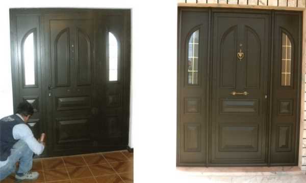 Portas decorativas - Porta decorativa lacada a bronze sat - Vista interior e exterior - Caixilharia CaixiDuarte - CaixiDuarte.pt